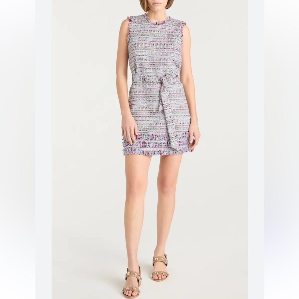 Cinq A Sept Ashton Tweed Mini Dress Belted Sz 4 NWT Multicolor